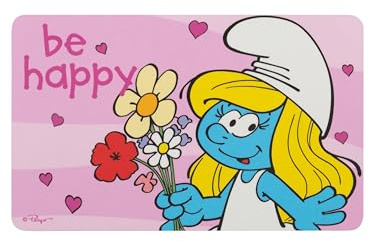 Die Schlümpfe Brettchen - Schlumpfine be happy Frühstücksbrettchen Schneidebrettchen aus Resopal Pink