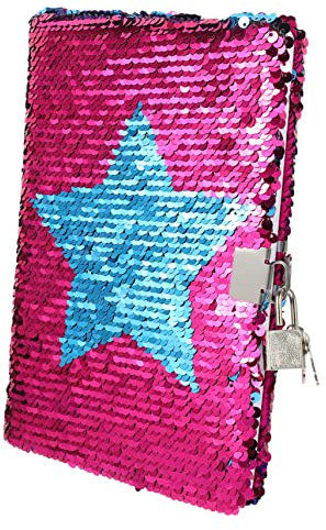 Vaguelly Pailletten Notizbuch Mädchen Mit Glitzer Einband Und Schloss Abschließbares Tagebuch Für Reisen Und Schule Kreatives Schreibheft Mit Flexiblem Umschlag