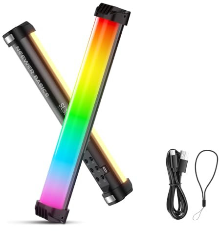 NEEWER Basics 12 Magnet RGB Leuchtstab, 2700K/4000K/6500 CRI95 8W Dimmbare LED Handheld Tube Videolicht mit 51 RGB Modi & 2000mAh Akku für Kamera Videoaufnahmen YouTube TikTok Streaming, SL30