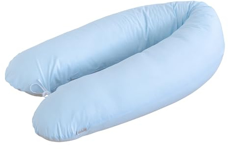 LOOLAY Schwangerschaftskissen - Stillkissen 170 cm - Seitenschläferkissen 100% Baumwolle - mit Abnehmbarem Bezug - Schwanger Kissen für Schlafen (Hellblau)