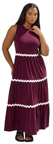 Yours Curve Contrast Trim Tie Maxi Dress - Women's - Plus Size Curve Red