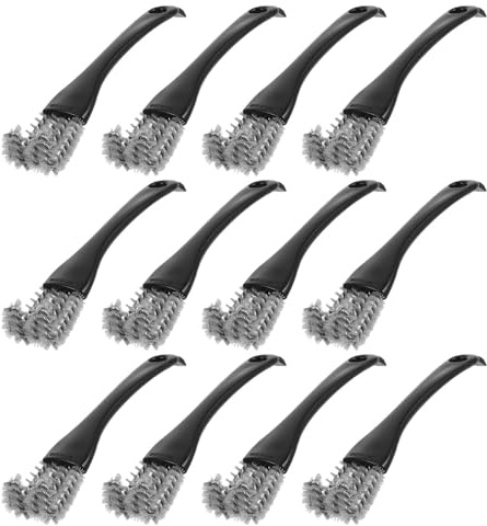 Veemoon 15pcs Bird Cage Cleaning Brush Set with Long Handle, Black Plastic Metal Wire Scraper Head, Multi-use Droppings and Perch Cleaner for Parrots and Pet Birds