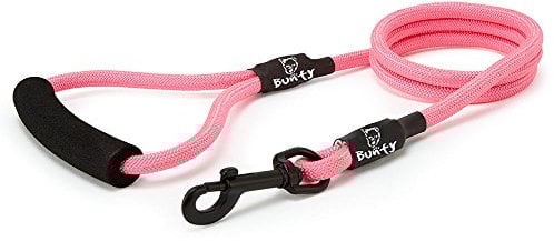 Bunty Nylon Rope Dog Lead with Clip - Extra-Strong Lead, Small, Medium & Large Dogs, Ergonomic Foam Grip - Dog Training Lead & Swivel Clip for Dog Collar - XL, Pink 120cm