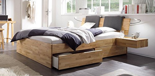 Hasena Bettkasten Bett mit 4 Schubkästen Kernbuche 140x200