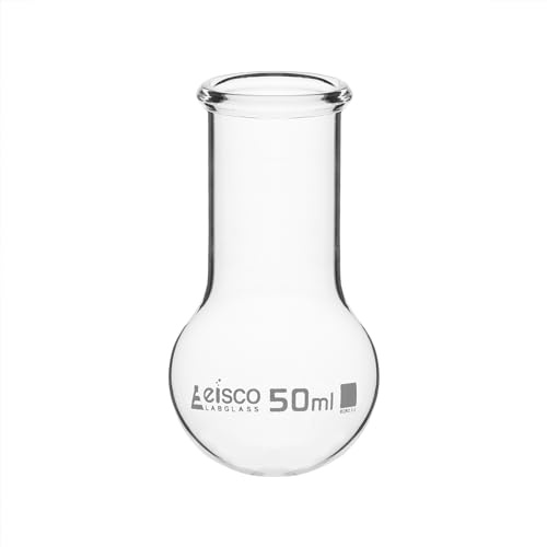 Boiling Round Bottom 50mL Wide Neck Flask, Beaded Rim, Borosilicate Glass - Eisco Labs
