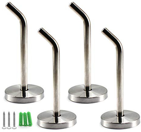 Gancho de acero inoxidable resistente para montaje en pared de nariz larga para utensilios de cocina, gancho para bata con tornillos y tubos de expansión, paquete de 4 unidades de 100 mm