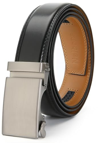 Nelbons Herren Gürtel Ratsche Automatik Gürtel für Männer 35mm 1 3/8 Breit Ledergürtel