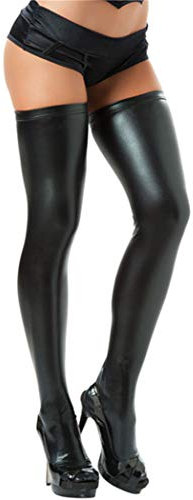 FONDBERYL Donne Pelle Autoreggenti Lingerie Wetlook Clubwear Superiore Calza Coscia Collant da Donna Sexy Lingerie