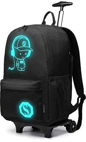 Kono Sac à Dos pour Ordinateur Portable Lumineux Fonctionnel Roulettes Voyage