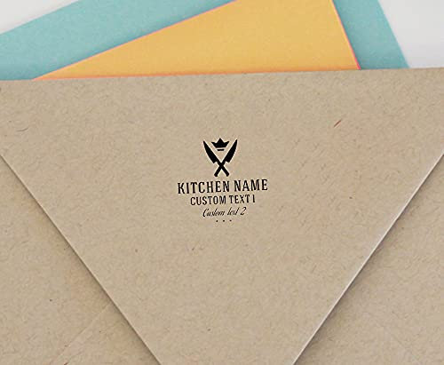 Printtoo Runde Custom Text verschrankt Messer Icon Geschaft Stempel Holz Mounted Restaurant Personalisierte Stamper Idea