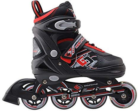 Tante Tina Pro Inliner für Kinder - Kinder Inliner verstellbar mit leuchtenden Frontrollen - Kinderinliner Rollschuhe größenverstellbar in 4 Größen - Schwarz/Rot - M (33-37