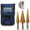 RENNIE TOOLS - 3 Piece Large HSS Step Cone Drill Set + Blue Nylon Storage Pouch / 3-12mm 4-12mm 4-20mm / Titanium (TiN) Coated Set Hole Cutter