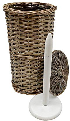 Rattan Wicker Toilet Roll Holder Dispenser Container (Oak)