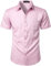 PARKLEES – Chemise décontractée à manches courtes et boutonnée pour homme avec poche, rose, S