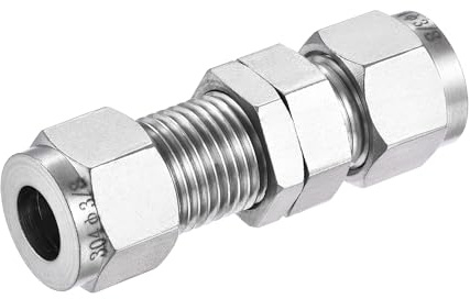 sourcing map Compression Tube Raccord 3/8 Tube OD x 3/8 Tube OD Cloison Union Couplage Adaptateur 304 Inoxydable Acier