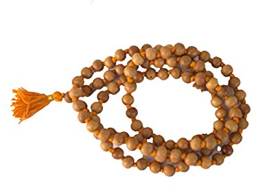 GRI9 8MM Tulsi mala Beads Necklace Holy Basil 108 + 1 Beads Ram Japa Prayer Mala Energized 108 Hindu Tibetan Buddhist Rosary for Chanting Mantra, Wood, not known