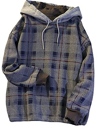 Skateboard Frog Frauen Harajuku Plaid Hoodies Gefälschte Zweiteilige Fleece Rollkragen Koreanische Pullover Mode Herbst Winter Kleidung Lässige Lose Streetwear (Blau, XXL)