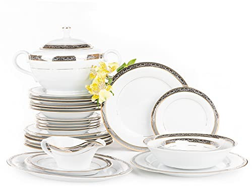 konsimo Geschirr Set Kombi 6 Personen – CONTE Teller Set Modern 25 Teilig – Tafelservice - Service & Geschirrsets - Kombiservice 6 Personen - Service Set für Familie - Geschirr Bunt – Essgeschirr