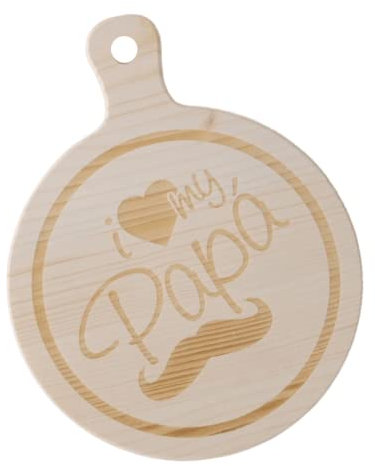 Tagliere da Cucina in Legno Naturale Idea Regalo Festa del Papà con Dedica incisa Accessorio indispensabile per Cucina (Rotondo)