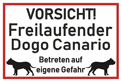 Samunshi® Aufkleber Vorsicht Dogo Canario - Schild Sticker Hinweisschild Warnschild Vorsicht Hund 40 x 27cm Vorsicht Dogo Canario schwarz