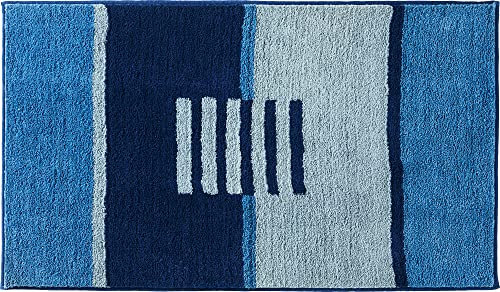 REDBEST Badematte, Badteppich, Badvorleger Houston - rutschhemmend, Flauschiger Flor, pflegeleicht, für Fußbodenheizung geeignet - blau Größe 60x100 cm