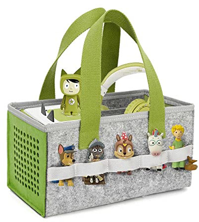 LuckySign - Musikbox Tasche für Toniebox Tragbar Toniebox Transporttasche für Figuren und Box samt Zubehör Aufbewahrung Leichtes Gewicht und große Kapazität, 26X14X14cm - Grün