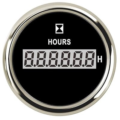 JINGERL 52mm Digital Stundenzähler 9-32VDC LCD Stundenzähler wasserdichte Uhr Messgeräte Zeitmessgeräte for Auto Boot Rote Hintergrundbeleuchtung (Color : BS)