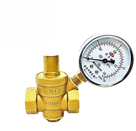 Messing einstellbarer Druckminderer Innengewinde Filter Druckminderer mit Manometer 1Stk (Size : 1inch, Color : Valve without Gauge)