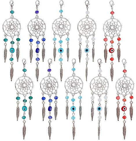 NBEADS 20 Stück 5 Stile Traumfänger Charms, Gemischte Edelsteinperlen-Anhänger Mit Natürlicher Süßwasser-Zuchtperle Und Karabinerverschluss Für Die Herstellung Von Schmuck-Schlüsselanhängern