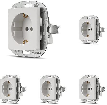 REV 0510042992 PrimaLuxe Steckdose mit Abdeckung, Unterputz, Weiss (Packung mit 5)