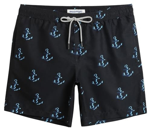 MaaMgic Badehose Herren Badeshorts Männer Badehosen Für Herren Schnelltrocknend Boardshorts Surfen Strandhose Mit Mesh-Futter,Anker - Blau,M