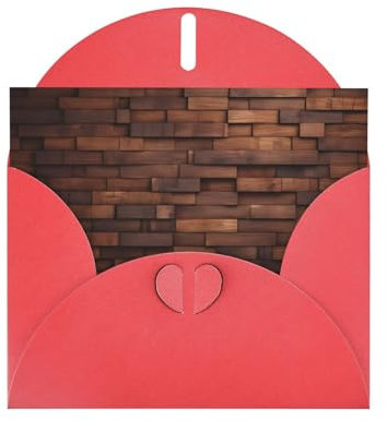 Carte de vœux en papier nacré de haute qualité avec panneaux en bois rouge : 10,2 x 15,2 cm, pour carte d'anniversaire, carte d'invitation