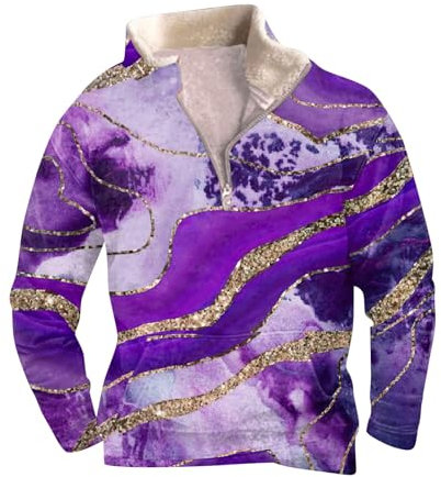 KONG JIMFAN Hoodie Herren Unterwäsche Herren Langarm Jackery Rapper Hoodie Shirt - Sweatshirt Shirt Herren Reflektierende Jacke Weiße Unterhemden Herren Cordjacke Herren Winterjacke(Purple,L)
