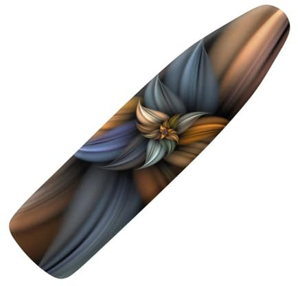 NETILGEN Bügelbrettbezug, Polyester, elastisch, Ersatzbezug, wärmereflektierend, fleckenabweisend, einfache Passform, Größe XXL, braune Blume