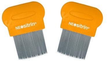 Neositrin, Lendrera Premium, Peine Profesional para Piojos y Liendres, Acero Inoxidable con Puntas Redondeadas, Pack 2uds