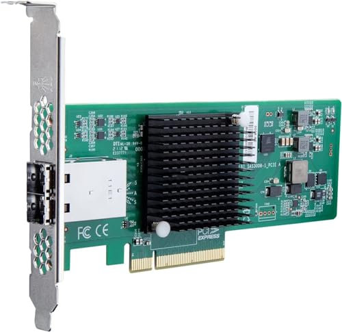 12G Externe PCIe Controllerkarte, SAS/SATA HBA Karte, Broadcoms SAS 3008 Chip, PCI Express 3.0 X8, 2X Mini SAS SFF-8644 Ports, identisch mit LSI SAS 9300-8E