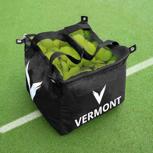 FORZA Vermont Tennis Ball Basket Bag | Durable & Portable Mesh Top Storage for Coaches and Clubs Store Up to 150 Tennis Balls! (Black)