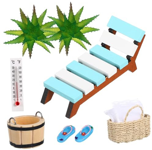 Beatifufu 1 Set Miniatur Deko Sauna Mini Strand Zubehör Mini Stuhl Modell Miniatur Sachen Mini Strand Stuhl Mini Strand Zubehör Mini Stuhl Miniatur Strand Stuhl Modell