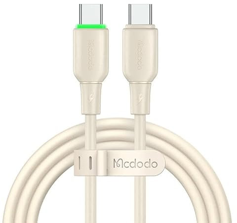 Mcdodo CA-4770 Liquid Silicon Cable, USB-C - USB-C Kabel mit LED, 65W, 1,2m, beige