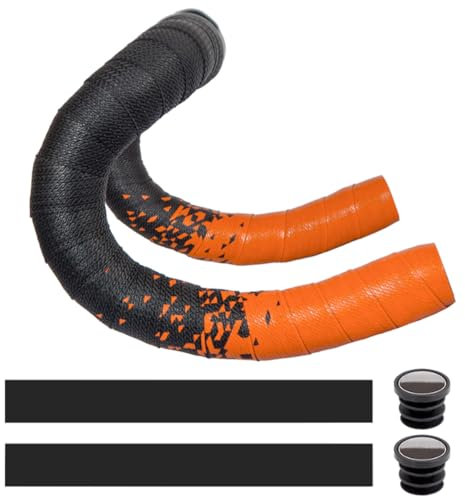 MOCNT Nastro per Manubrio Bicicletta PU Nastro Manubrio per Bici Adesivo Cycling Nastro Manubrio da Corsa Antiscivolo Assorbente Urti Ciclismo Nastri Sfumato Arancione