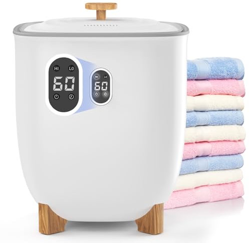 smilesun 25L Towel Warmer Bucket, White Large Towel Warmer for Spa and Bathroom, Luxury Towel Heater Gifts for Her, Adjustable Timer, Auto Shut Off, Fits 2 Bath Towels, Blankets, Bathrobes, PJ's