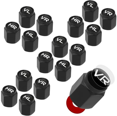 NVGVUP 16 Stück Ventilkappen Auto mit Beschriftung, Ventildeckel Set mit Dichtung zur Kennzeichnung von Winterreifen & Sommerreifen für PKW, SUV, UVM, Reifenmarkierer Valve Cap (Schwarz)
