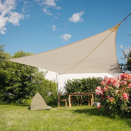 Maanta® EZ Breez Voile d'ombrage étanche Beige rectangulaire 4x6 m Protection UV, Voile pour Jardin, Balcon, terrasse et Piscine