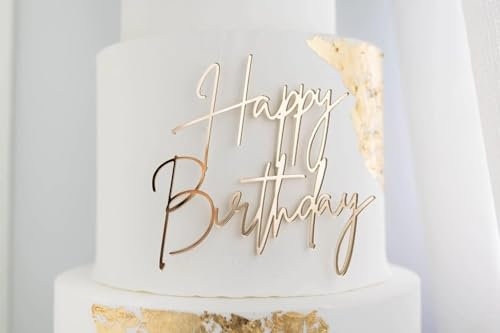 Happy Birthday Tortendeko Gold Cake Topper Geburtstag Glitter Happy Birthday Kuchen Deko Funkelnde für Frauen, Mädchen, Männer, Jungen
