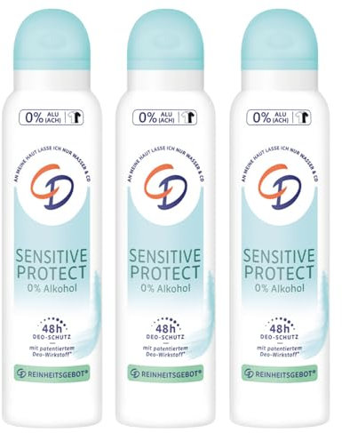 3 x CD Sensitive Protect Deo Spray 0% Alkohol 0% Aluminium 48h Schutz je 150 ml