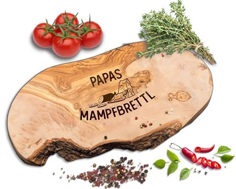 ROZTFYR Schneidebrett Olivenholz [+ PERSONALISIERT] |Frühstücksbrettchen | Brotzeitbrett für Männer | Olivenholzschneidebrett | Vatertag Geschenk | Personalisierte Geschenke Männer | Holzbrett Gravur