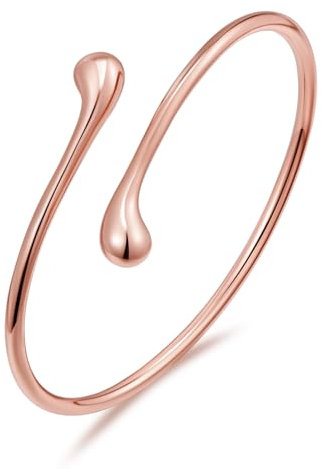 LILIE&WHITE Bracciale Donna Aperto Placcato Oro Rosa, Design Minimal Chic a Goccia, Ipoallergenico Antiscolorimento, Elegante Accessorio Regalo E Uso Quotidiano