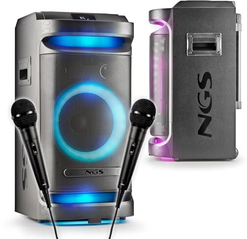 Enceinte Active 900W sur Batterie de Sonorisation NGS WILDSPACE1, 2 MICROS, Bluetooth, USB/AUX, Lumière LED, TWS, avec WOOFER 10