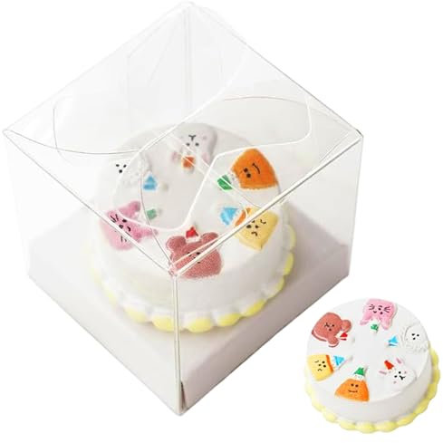 Heidouse 2 Sets Mini -Kuchen, Mini -Harz -Lebensmittel mit 1/12 Skala mit klarer Kiste, realistische kleine Dessertgebäckbäckerei für Puppenhausküchen und Esszimmer
