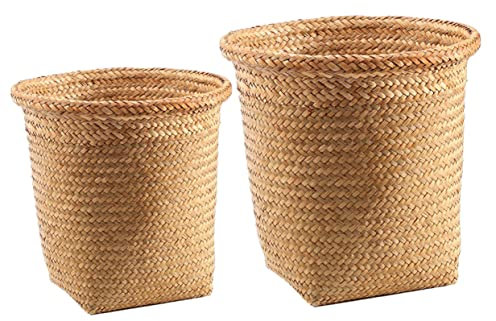 VILLFUL 2piezas Cubo De Basura Para Dormitorio Cesta Tejida De Papeleras Tejidas